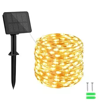 cshare Солнечный светодиодный светильник, светодиодная подсветка, 100 светодиодов, 10 м, IP65, водонепроницаемый, 8 режимов освещения, автоматическое освещение ночью, светодиодная гирлянда для кемпинга