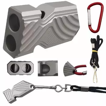CTRICALVER Twill Silver Aluminum Alcarp Свисток для экстренного выживания с двойной трубкой и высоким децибелом, с брелком для ключей и идеально подходит для команды на открытом воздухе,