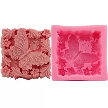 Cube Square Handmade DIY Craft Pudding Candy Mold Silicone Soap Mold Soaps Supplies Cake Mould Butterfly-Random color