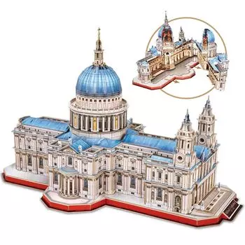 Cubic Fan 3D Puzzle Craft Kit Не требуется клей или инструменты Cathedral MC270h St. Пола