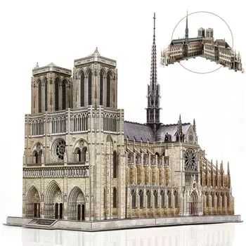 Cubic Fan 3D Puzzle Craft Kit No Glue or Tools Required Notre Dame Cathedral MC260h