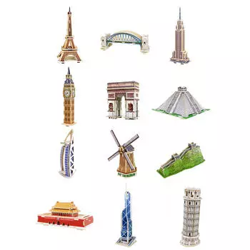 Cubicfun 3D головоломка DIY игрушки автомобиль Биг Бен Титаник Тадж Махал Эйфелева башня головоломка 3D модели Harbor Bridge