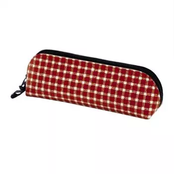 Cubics Pencil Case Faux Leather Gingham Red M-Plan 106172-32