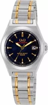 [Cue and Cue] Аналоговые солнечные водонепроницаемые часы с датой, металлическим ремешком, черным циферблатом, H061-402, женские, серебристые