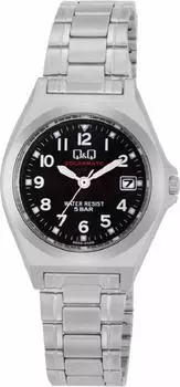 [Cue and Cue] Аналоговые солнечные водонепроницаемые часы с датой, металлическим ремешком, черным циферблатом, женские, серебристые, H061-205