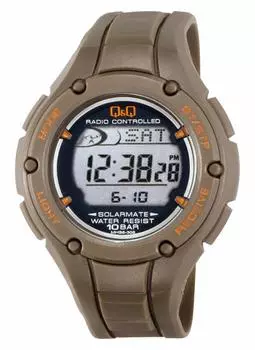 [Cue and Cue] Цифровые радиоуправляемые солнечные водонепроницаемые часы с уретановым ремешком и дисплеем даты MHS6-308 мужские коричневые