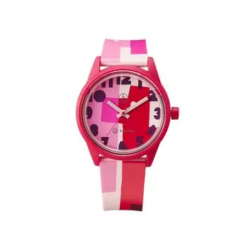 Cue and Cue Smile Solar Textile, дизайнерская совместная модель, аналоговые солнечные часы с водонепроницаемым уретановым ремешком 10 АТМ, красные [часы Citizen] Masaru Suzuki