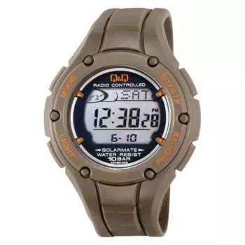 Cue and Cue Watch Digital Radio Solar Waterproof Date Display Urethane Band MHS6-308 Men s Brown