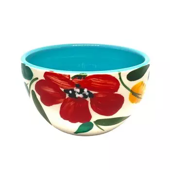 cuenco 2 parent flowers and white 10 x 11 (red background, cm)