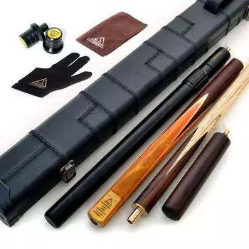 CUESOUL Hand Splice Joint Snooker Cue 2 Extension Cue 1 Leatherette Cue Case 57 3/4 + + (CSSC-D418)