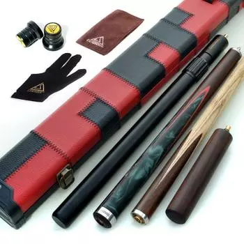 CUESOUL Hand Splice Joint Snooker Cue 2 Extension Cue 1 Leatherette Cue Case 57 3/4 + + (CSSC-D417)