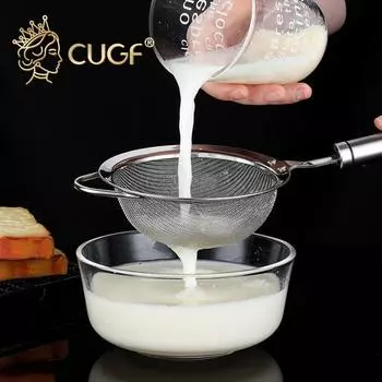 CUGF 304 Дуршлаг-фильтр из нержавеющей стали, фильтр-сетка для соевого молока, тонкая домашняя кухонная ложка-фильтр для жареного молока