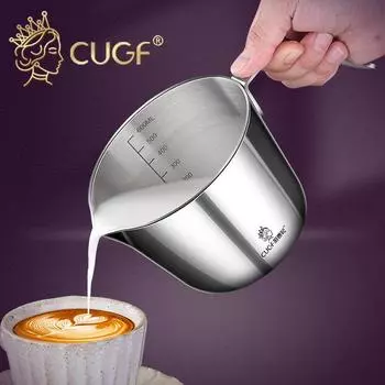 CUGF Нержавеющая сталь Кухня Бытовая выпечка Многофункциональный градуированный мерный стакан Высокая термостойкость Чай с молоком Кофе Молочная пена Цветок