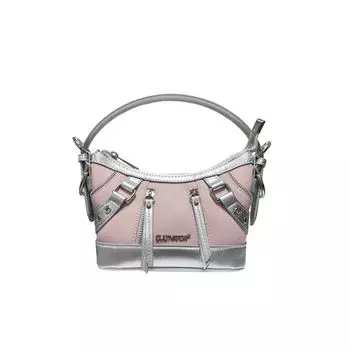 Cultivator Original Niche Contrast Color Patchwork Dazzling Millennium Gyaru Portable Shoulder Lunch Box Bag 2025 Amoi Pink (In Stock)
