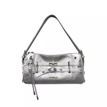 Cultivator Original Niche Oil Wax Leather Gyaru Millennium Leisure Shoulder Shoulder Underarm Bag 2025 Amoi Women Silver (In Stock)