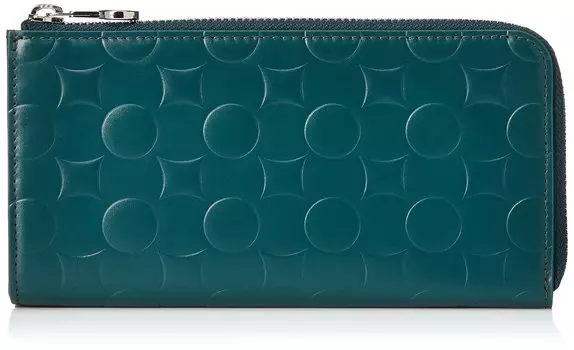 Cuo с кошельком Kira Wallet Nanban из тисненой кожи, длинный кошелек темно-зеленого цвета [La Karacho], L-образный, с отделкой перегородчатой эмалью (GD)