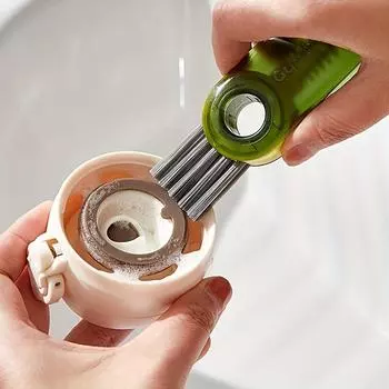 Cup Brush Cup Cap Crevice Cleaning Tool, Multifunctional Household Baby Bottle Cap Groove Cleaning Brush серый
