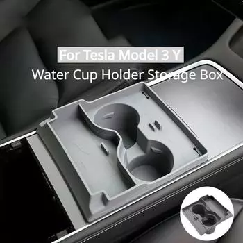 Cup Holder For Tesla Model3 Y 2024 Interior Accessories Center Console Non-slip Silicone Organizer Water Cup Insert Phone Holder чёрный