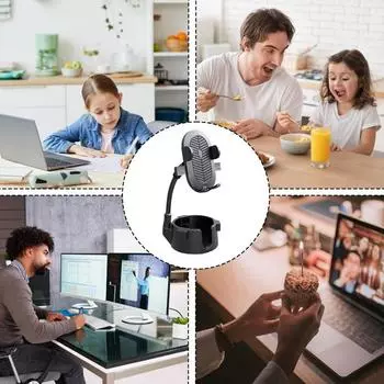 Cup Holder Phone Mount Multifunction Cell Phone Stand Spill Prevention Auto Cup Phone Holder Fixed Cup Holder For Center Console чёрный