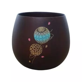 Cup Wooden Teacup Dark Brown Temari x 220ml Current model J-kitchens 7.2 8.2cm