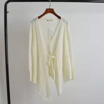 Cupboard Tail Single Woolen Sweater European and American Style Idle Style Loose Large Thin Spring and Autumn Pullover Knitwear Mid Length Long Length White local small blemish All yards