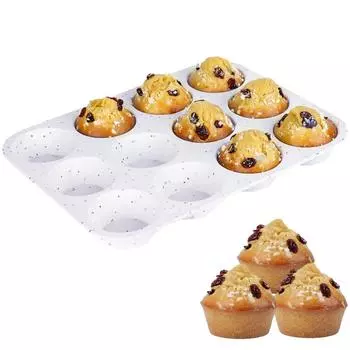 Cupcake Baking Pan 12-Cup Muffin Tray Baking Pan Silicone Muffin Tin Small Silicone Cupcake Mold Dishwasher Safe Food Grade
