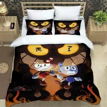 Комплекты постельного белья с мультяшным принтом Cuphead, Изысканный набор постельных принадлежностей, Пододеяльник, Набор одеял, Постельное белье, Роскошный подарок на день рождения 70x133cm 2pcs