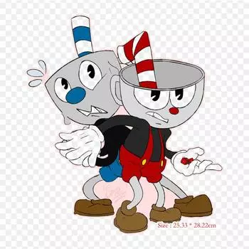 Cuphead и Mugman Running Cuphead, термопереносная печать, виниловые нашивки, наклейки для одежды, аппликации «сделай сам», моющиеся нашивки