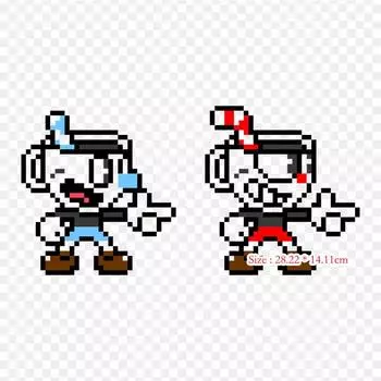 Cuphead Pixel Art термопечать с термопереносной печатью виниловые нашивки наклейки для одежды DIY аппликации моющиеся нашивки