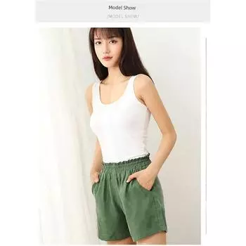 Cuprammonuium High Waist Cropped Heavy Weight Harem Casual Pants Dark green shorts 3XL