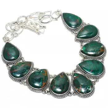 Cuprite Chrysocholla Gemstone Handmade 925 Silver Jewelry Necklace 18 JCN370-2