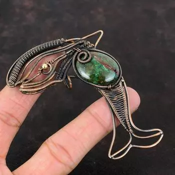 Cuprite Chrysocolla Pendant Copper Wire Wrapped Pendant Fish Pendant Copper Jewelry Natural Gemstone Pendant Handmade Pendant Wedding Gift