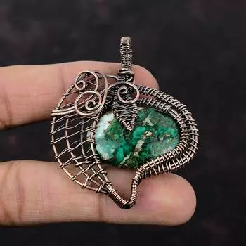 Cuprite Chrysocolla Pendant Gemstone Pendant Copper Wire Wrapped Jewelry Handmade Pendant Copper Wire Wrap Pendant Anniversary Gift For Mom