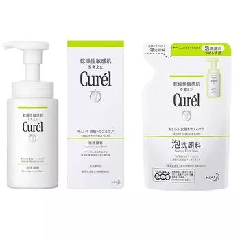 Curel Sebum Trouble Care Пенка для умывания лица 150 мл - Контроль жирности и решение проблемы акне Refill