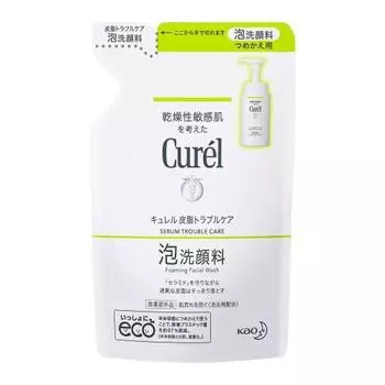 Curel Sebum Trouble Care пенящееся очищающее средство для лица сменный блок 130 мл