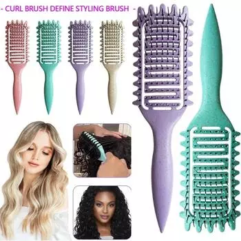 Curl Define Styling Brush Hollow Out Detangling Brush Спутанные влажные вьющиеся волосы Расческа для придания формы локонам Инструменты для парикмахера розовый