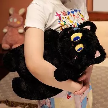 Плюшевая игрушка в виде кудрявой кошки, кукла-кошка, черная кошка, кукла-компаньон, подарок на день рождения для девочек 25*40cm
