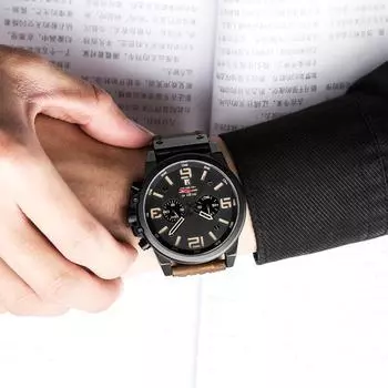 CURREN 8314 Мужские часы Кварцевые брендовые часы Наручные часы Календарь Часовой минутный дисплей Кожаные часы коричневый