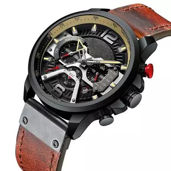 CURREN 8329 Кварцевые часы для деловых мужчин Простые спортивные наручные часы с тремя субциферблатами и календарем на секунду золотой