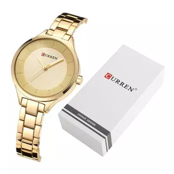 CURREN 9015 кварцевые часы для женщин, модные женские деловые часы для делового повседневного использования, водонепроницаемые чёрный/розового золота