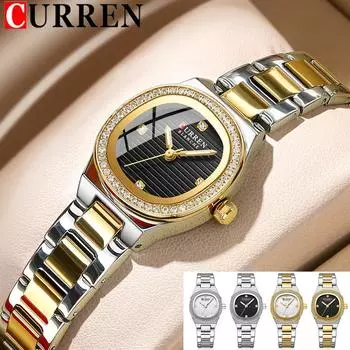 CURREN Fashion Woman Watch Luxury Stainless Steel Ladies Watches Square Small Dial Elegant Female Quartz Bracelet Wristwatch серебряный/белый