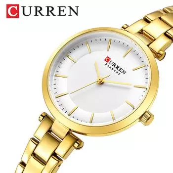 CURREN классические простые женские наручные часы кварцевые часы из нержавеющей стали женские маленькие и элегантные женские часы синий