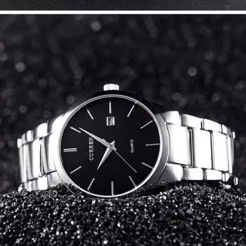 CURREN модные водонепроницаемые наручные часы для мужчин кварцевые деловые часы мужские часы с календарем чёрный