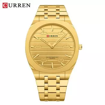 CURREN Модный бренд Тонкие кварцевые часы Простые персонализированные цвета Наручные часы Водонепроницаемые часы золотой
