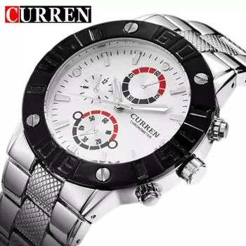 CURREN Новые лучшие мужские часы Деловые часы Классические повседневные кварцевые часы с поддельными тремя глазами золотой