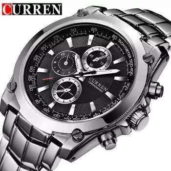 CURREN Новые лучшие мужские часы Модные деловые часы Повседневные кварцевые часы со стальным ремнем Мужские модные часы белый