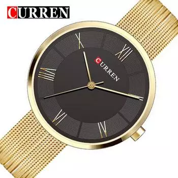 CURREN Новые женские часы Модные часы Кварцевые простые часы Часы для девочек золотой