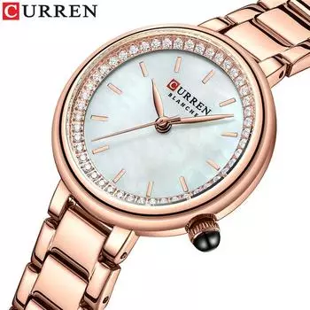 CURREN Женские часы Мужские часы с бриллиантами Деловые водонепроницаемые кварцевые часы со стальным ремнем