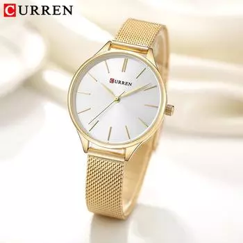 CURREN Женские часы с сетчатым ремешком Модные простые женские часы Женские модные часы Женские