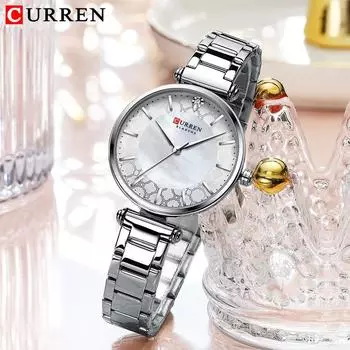 CURREN Женские простые часы Компактные часы со стальным ремешком Женские повседневные часы